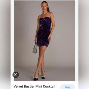 Le Chateau Sequin Velvet Bustier Mini Cocktail Dress